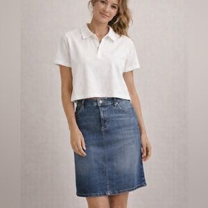 Banana Republic Blue Denim Pencil Mini/Midi knee-length skirt EUC Size 6